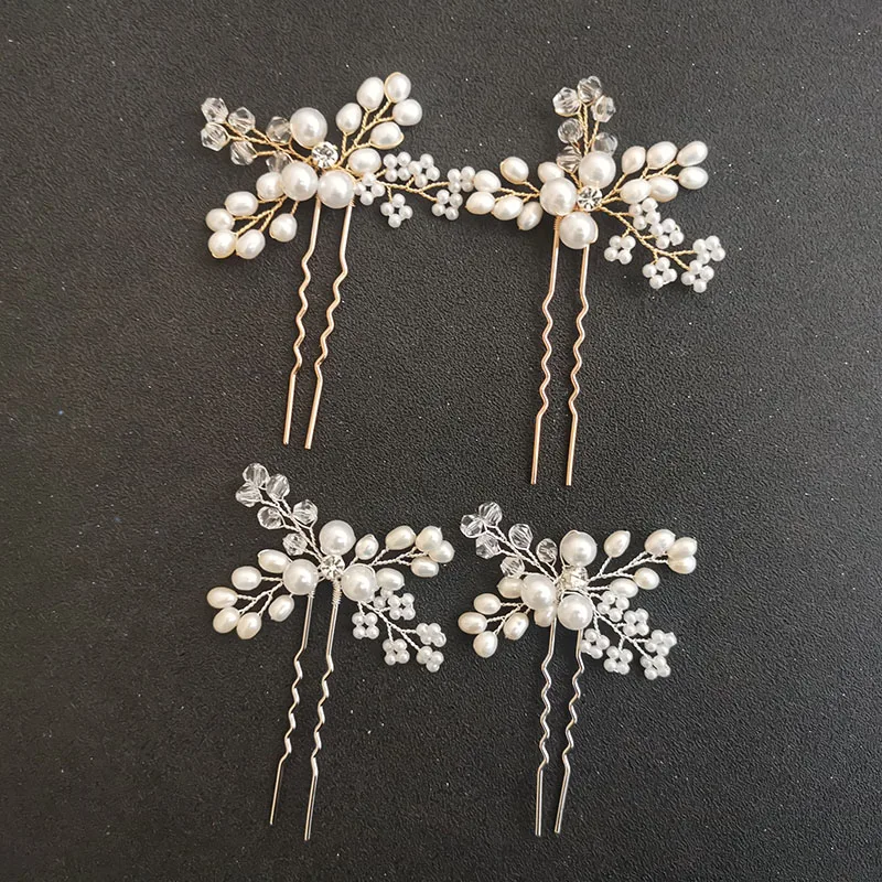 

Floralbride Handmade Wired Freshwater Pearls Bridal Hair Pins Wedding Hair Stickers Set Women Jewelry Hair Accessories