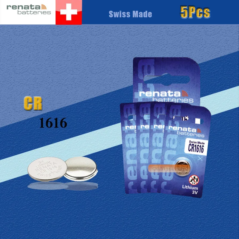 5 X RENATA литиевая батарея CR1616 3V% 100 бренд RENATA 1616 Батарея