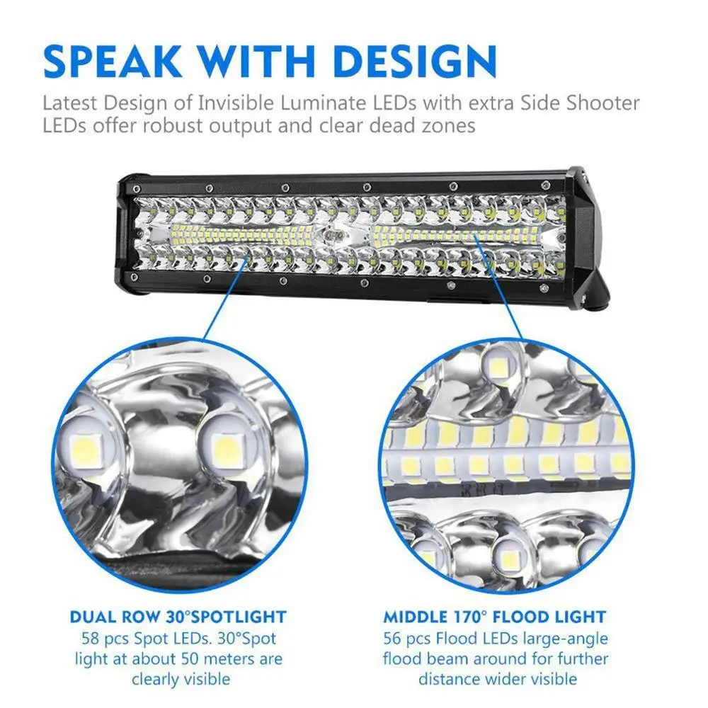 Universal 12 Inch Car LED Work Light Automative Three Rows Three Eye Working Lights 12 Inch Car LED Work Light