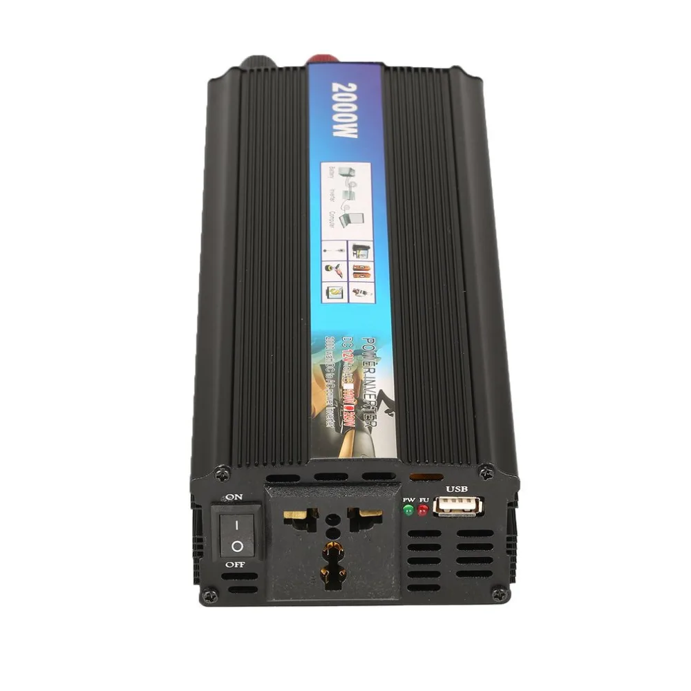 2000 Вт Инвертор питания Авто DC 12 В в AC 220 В USB зарядное устройство адаптер солнечная розетка прикуриватель Модифицированная синусоида путешествия