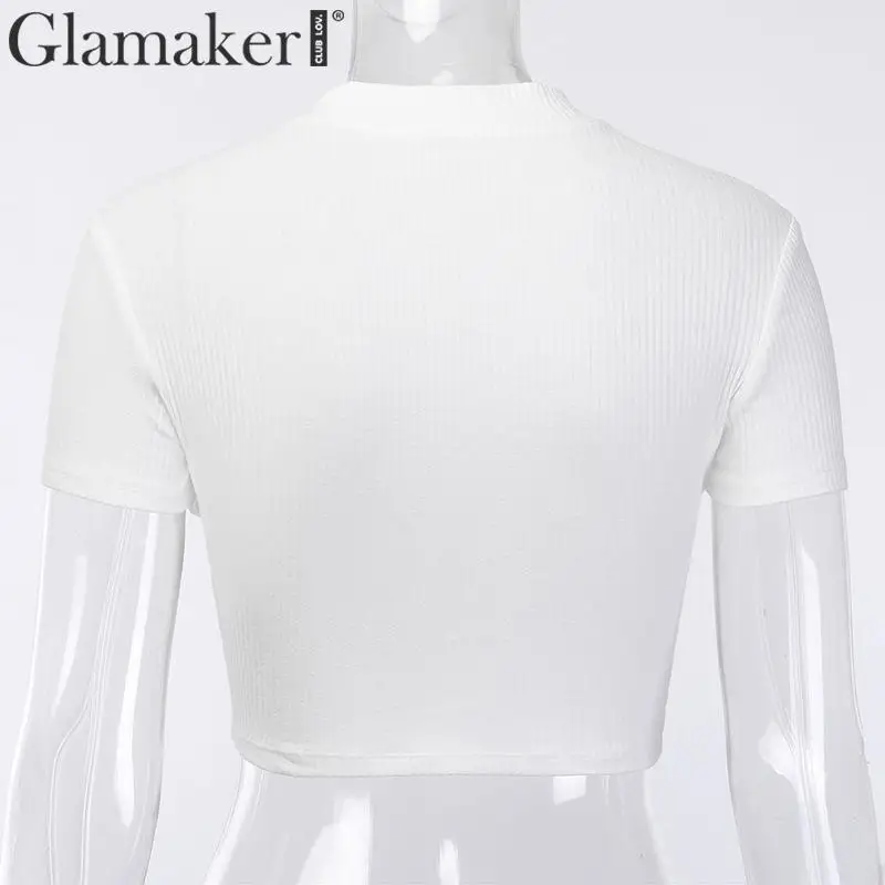 Glamaker, белые, на молнии, вязаные, короткие, cami, Осенние, с круглым вырезом, модная уличная одежда, женские топы, сексуальные, вечерние, Клубные, черные, кроп-топы