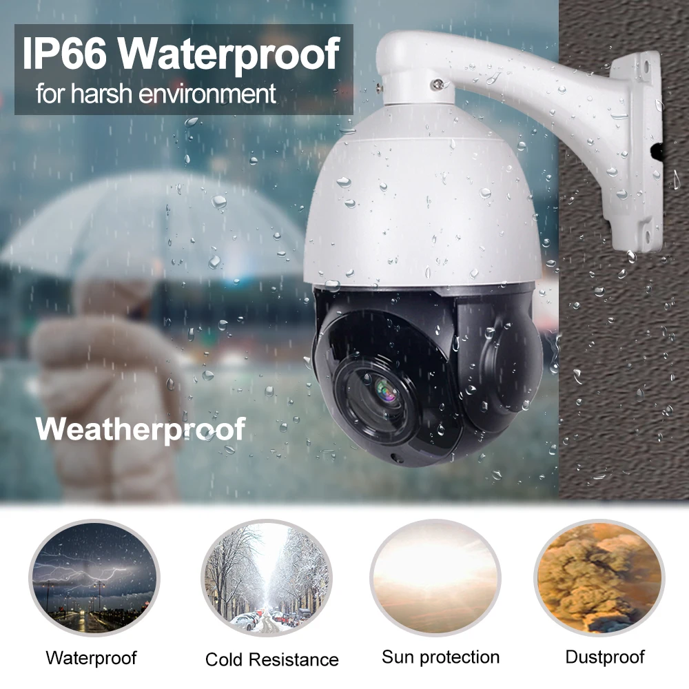 Камера Наружного Наблюдения IP66 POE 5 МП PTZ камера с автоматическим отслеживанием