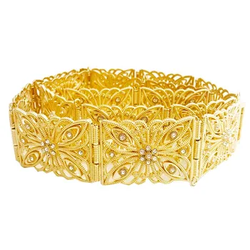 

Elegant metal waist belt rhinestone for women gold color DUBAI wedding jewlery Morocco body chain Factory direct sale