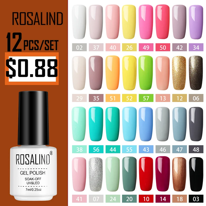 ROSALIND Набор лаков для ногтей маникюра Светодиодный УФ лампа vernis Полупостоянный
