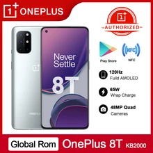 Original OnePlus 8T 8 T Quad Cam Snapdragon 865 65W Warp Charge Android 11 5G Smartphone 120Hz AMOLED Display Mobile Phone