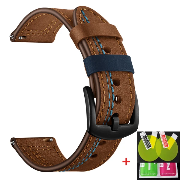 brown YHNUJM кожаный ремешок для Xiaomi Huami Amazfit Stratos Amazfit 2 Pace Смарт-часы - Цвет: brown