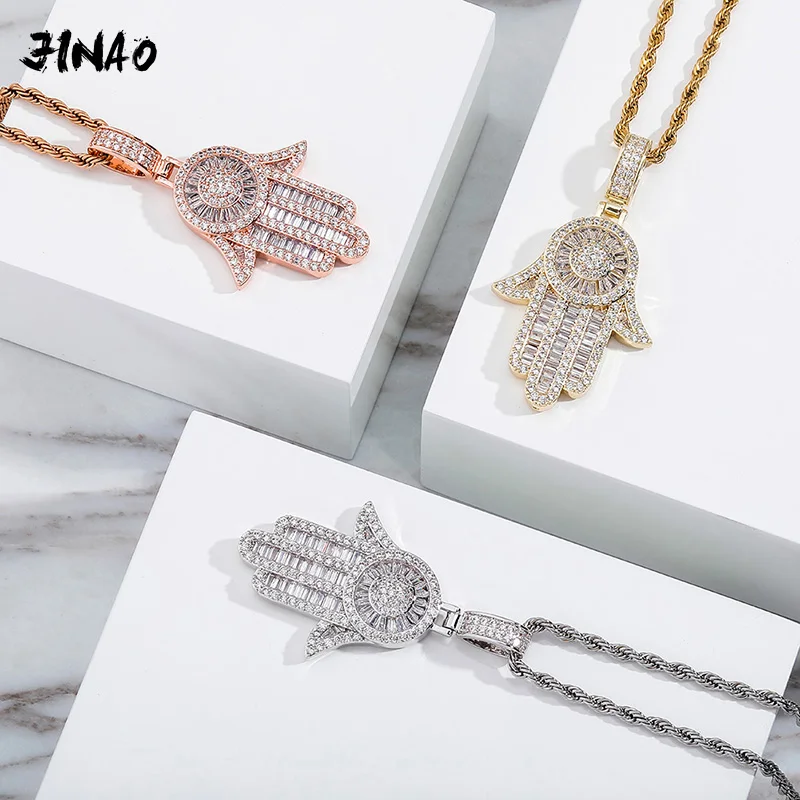 

JINAO 2020 NEW HIP HOP High Quality Personality Iced Out AAA+CZ Pendant With 4mm tennis chain Men and Women Jewelry For Gift