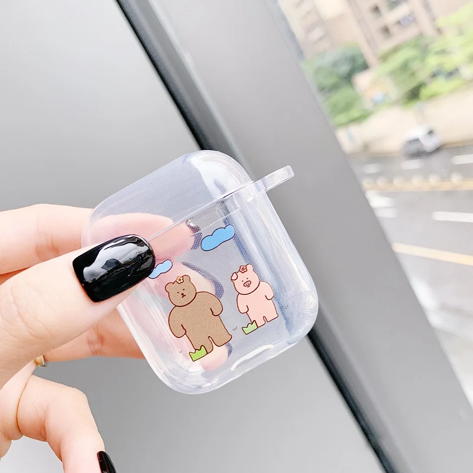 Прекрасный для Airpods2 беспроводной зарядный чехол силиконовый мягкий ТПУ чехол для Air Pods Чехлы милые брелоки Противоударная коробка для наушников сумка