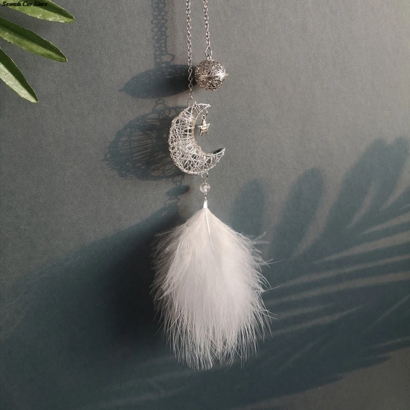 Car Dream Catcher Feather Pendants White Pink Fluffy Feather Soft Hanging Ornament Auto Home Wall Pendant Decoration Gifts New