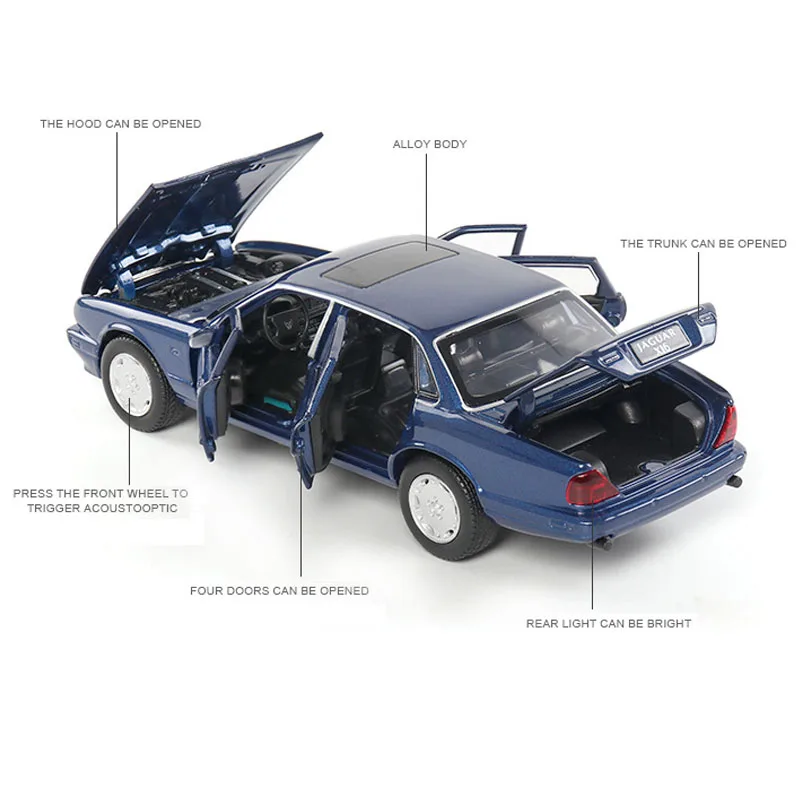 Classic Jaguar XJ6 1/32 Model Car Diecast Toy Vehicle Collection Kids Gift Black