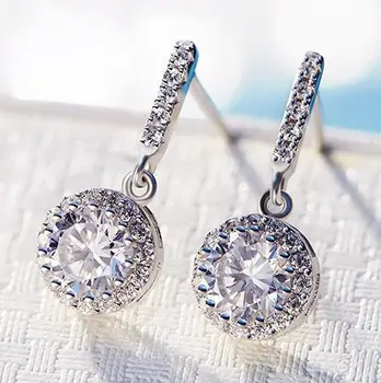 

UXN130 925 Silver Zircon Girls Earrings Festival Wedding Matching Decorative Gifts