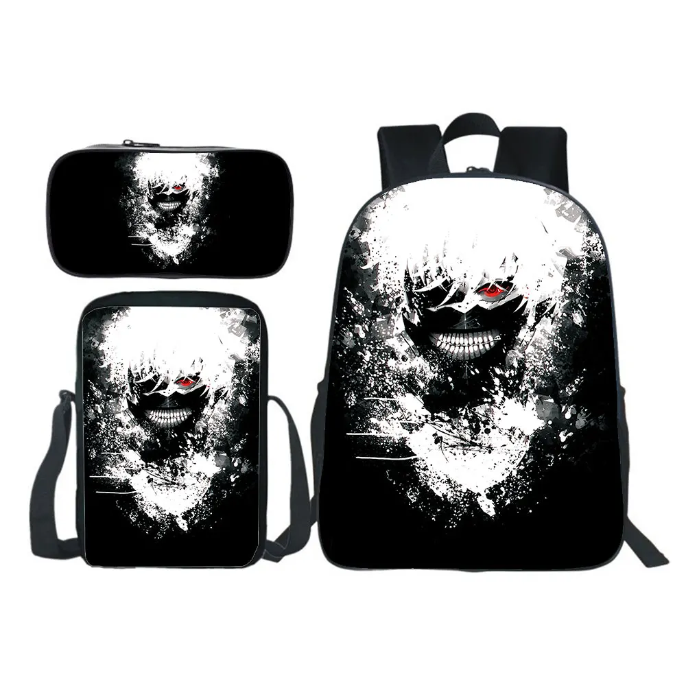 3D Anime Tokyo Ghoul School Bags Backpack Jackherelook Tokyo Ghoul Harajuku Boys Girls Schoolbag 3Pcs Set Kids Bookbags Mochilas