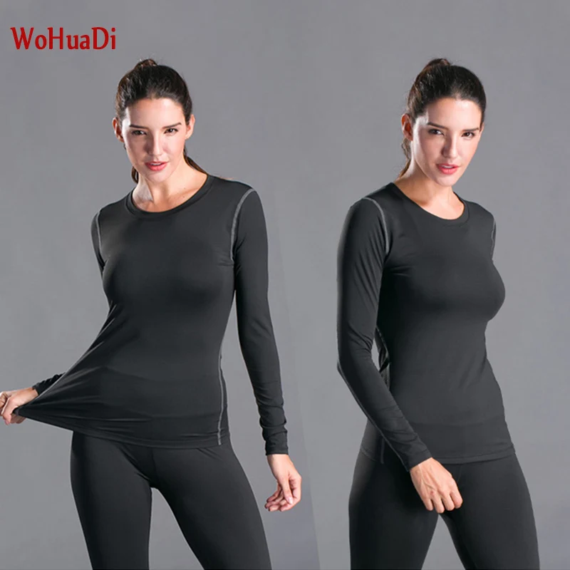 

WOHUADI Plus size XXL Women's yoga wear sports long sleeve shirt Professional quick-drying fitness clothes Base shirt tight top