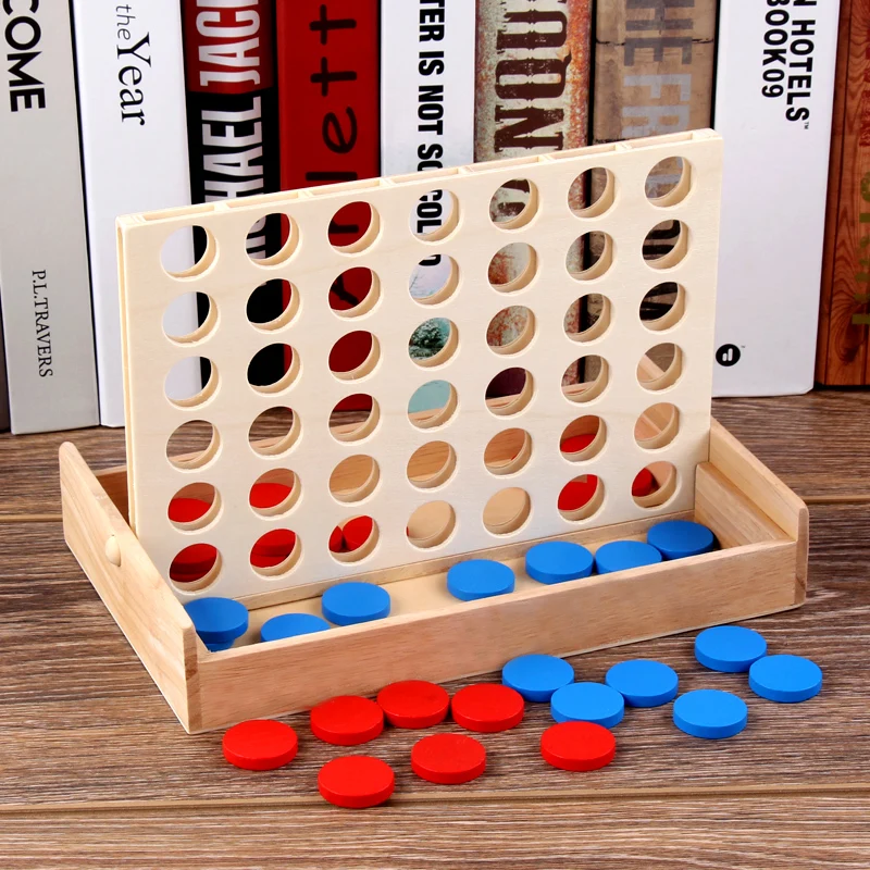 Connect Blue Red Four In A Row 4 In A Line Board Funny Family Children Party Bingo Game Wood Entertainment Travel Adult toy gift 2