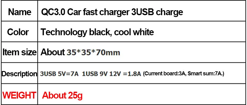 QC3.0 автомобильное зарядное устройство USB быстрая зарядка 3 порта розетка для автомобильного прикуривателя 2.1A автомобильное быстрое зарядное устройство ing адаптер питания Авто USB зарядное устройство