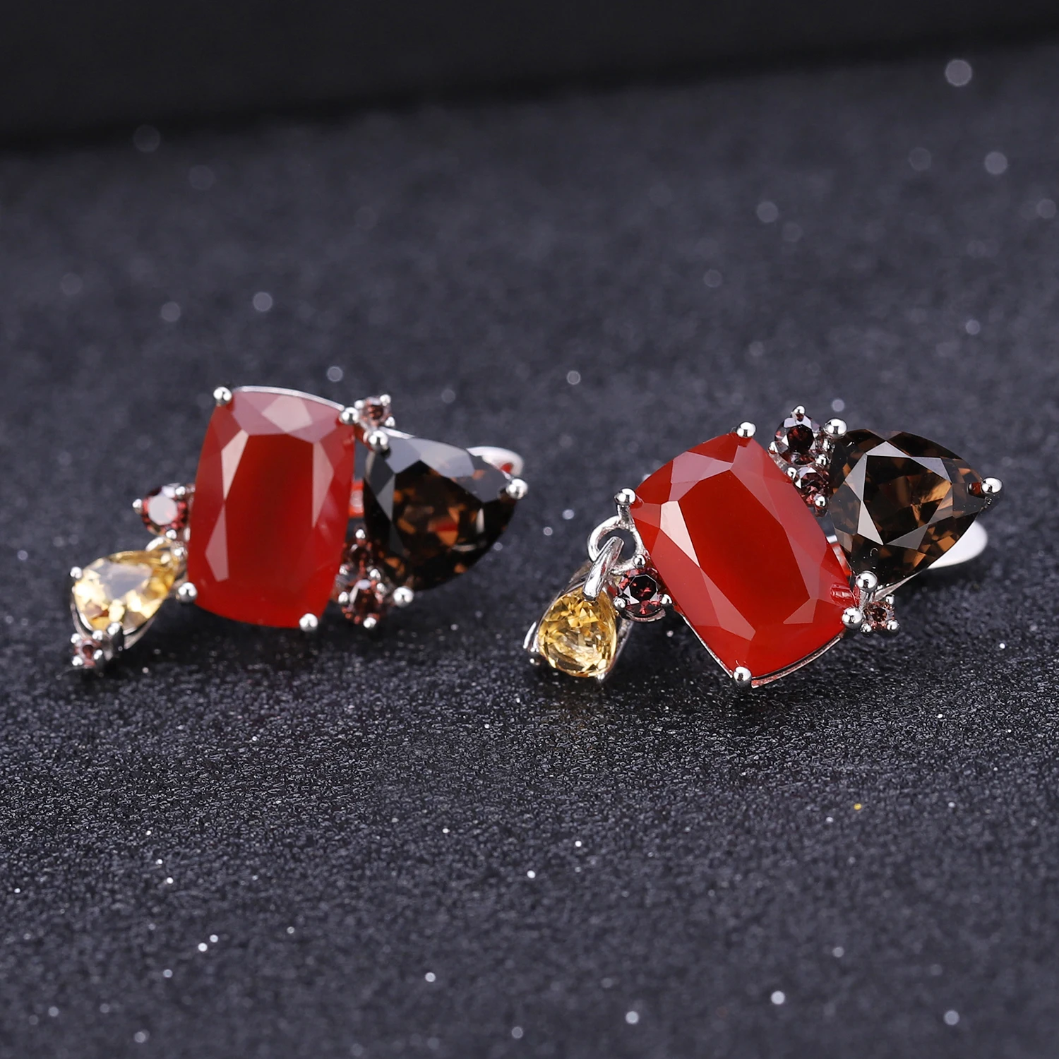 GEM'S BALLET натуральный красный агат конфеты нерегулярные ювелирные изделия 925 пробы Серебряное кольцо серьги кулон набор украшений для женщин
