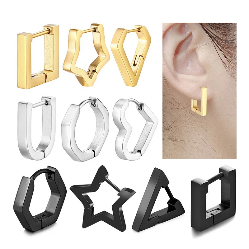1 piece Women Men Stainless Steel Painless Ear Clip Round Ear Circle Non Piercing Fake Earrings New Popular Fashion Ear Jewelry