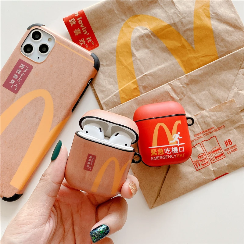 Забавный чехол из крафт-бумаги McSPICY с беспроводной bluetooth-гарнитурой для airpods 2 1 с милым мультяшным Макдональдом клоуном, мягкий чехол для наушников, сумки