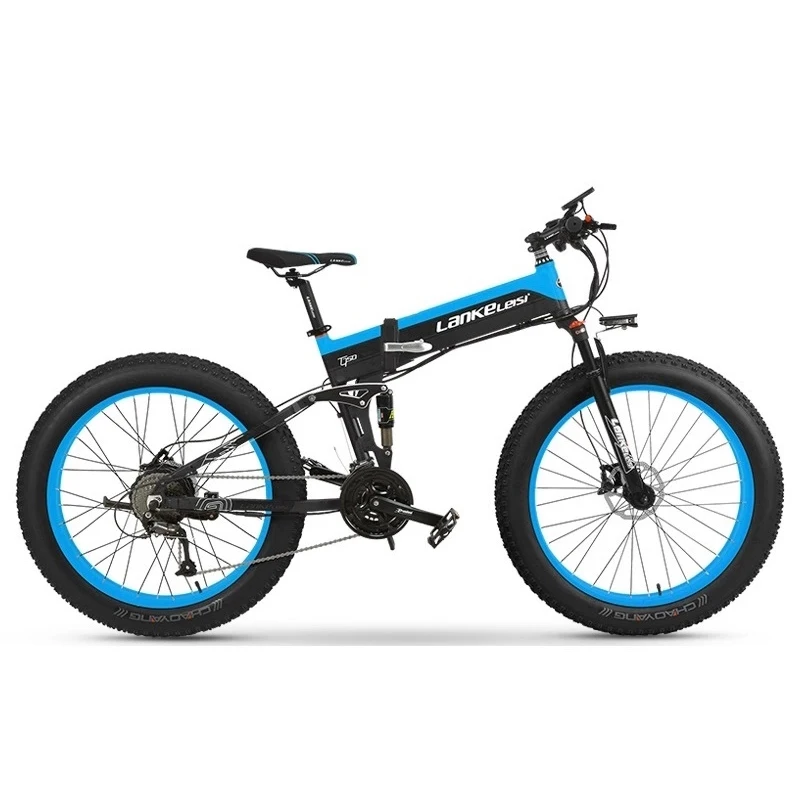 Ce сертификат длинный велосипедный дальний складной Ebike 26 дюймов Fat Tire горный велосипед 48 В велосипед электрический велосипед 1000 Вт Мощный дешевый - Цвет: Синий