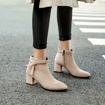 

Big Size boots women shoes ankle boots for women ladies boots shoes woman winter Zipper tip with side strap