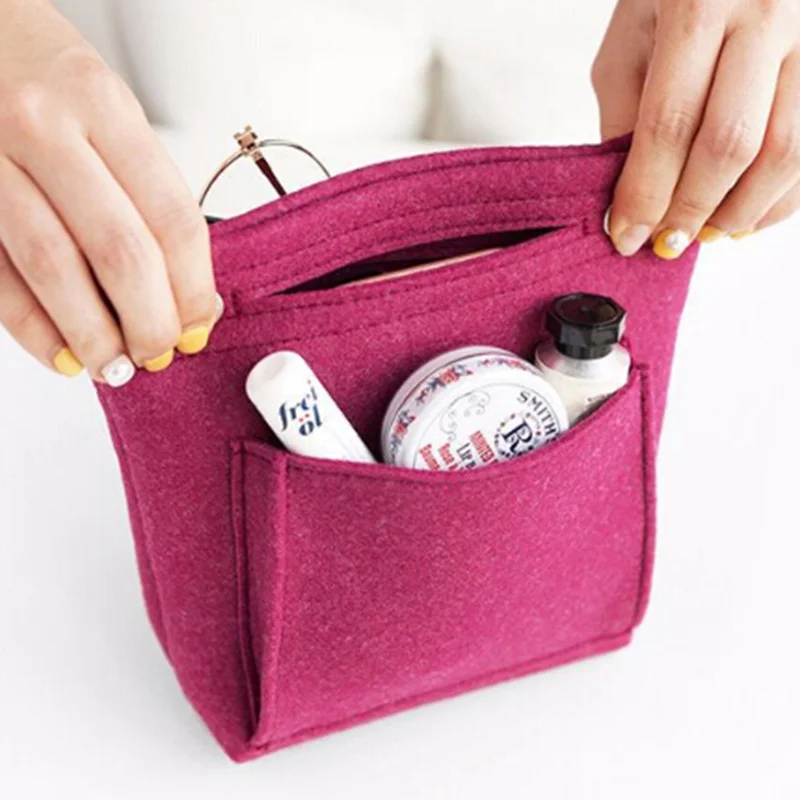Женская сумка для туалетных принадлежностей, войлочный органайзер для путешествий, сумочка, кошелек, большая сумка для хранения, косметичка, косметичка, красивая женская сумка-тоут - Цвет: Purple