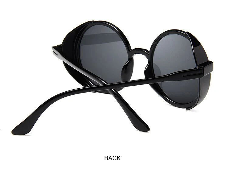 Ретро Круглые Солнцезащитные очки в стиле стимпанк женские боковые очки Щит пластиковая рамка готическое зеркало линзы Солнцезащитные очки женские