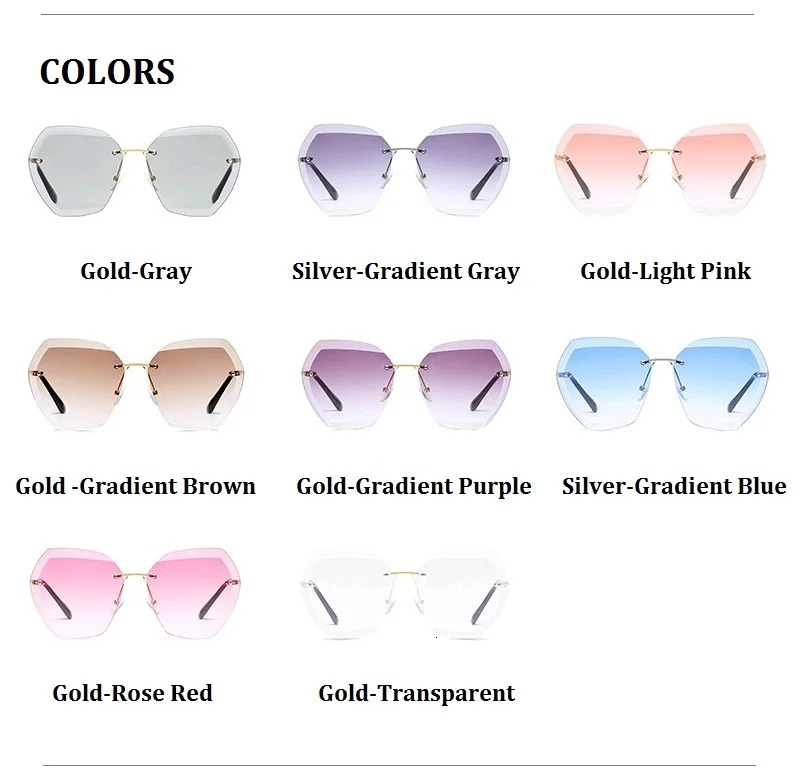 Модные негабаритные солнцезащитные очки без оправы для женщин, градиентные линзы океана, солнцезащитные очки для вождения, женские очки с большой оправой, Oculos De Sol