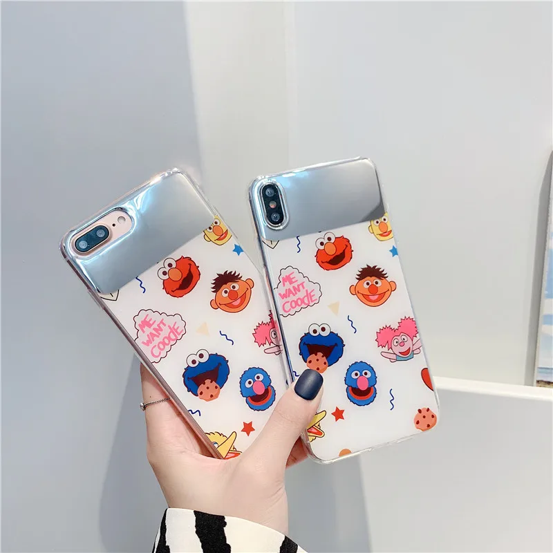 Cartoon Sesame Street Douyin Selfie Mirror iphonexs MAX Phone Case iPhone 8/7 Plus Shatter-resistant 6 Applicable