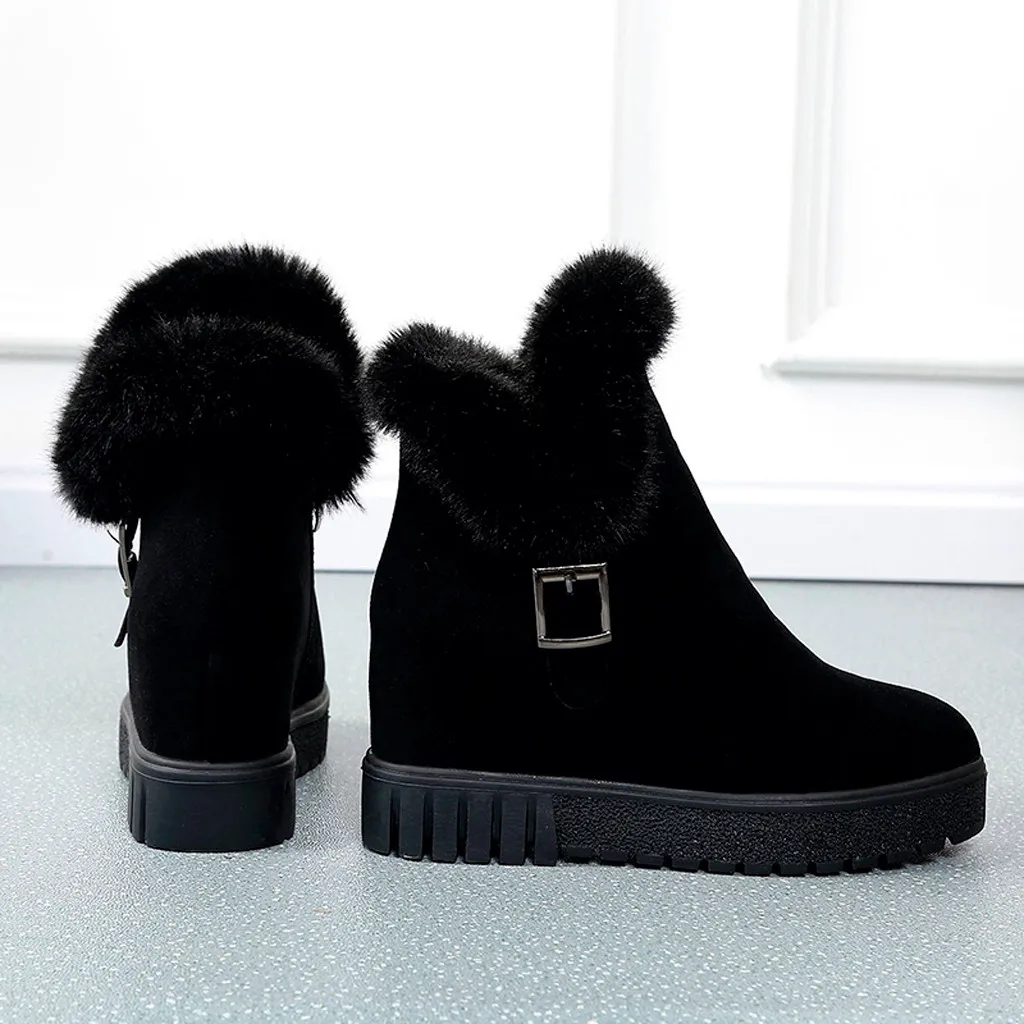 SAGACE Winter wild wedge with velvet boots thick non-slip warm women's short tube cotton boots solid color Zipper female boots