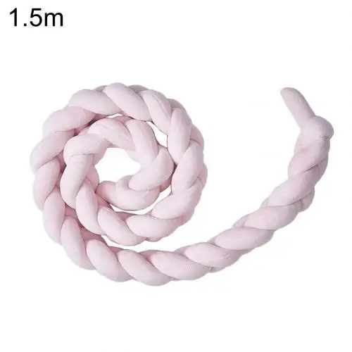 150CM Pink 3 нити твист анти-удар детская кроватка бордюр ребенок голова Подушка Кровать Декор прочный мягкий нетоксичный кроватка бордюр протектор плюш комфорт - Цвет: 150CM Pink