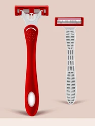 IUGETTA Women Shaver  Two OutfitsThree-Layer Blade Private Parts Armpit Hair Trimmer Red Exclusive Hollow Design Shave