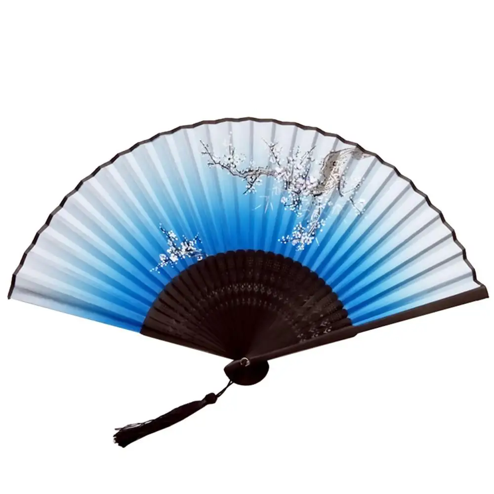Складной вентилятор женский ручной вентилятор кружевные вентиляторы с кисточкой женские выдолбленные бамбуковые ручные вентиляторы для декора стен китайский веер CD - Цвет: Королевский синий