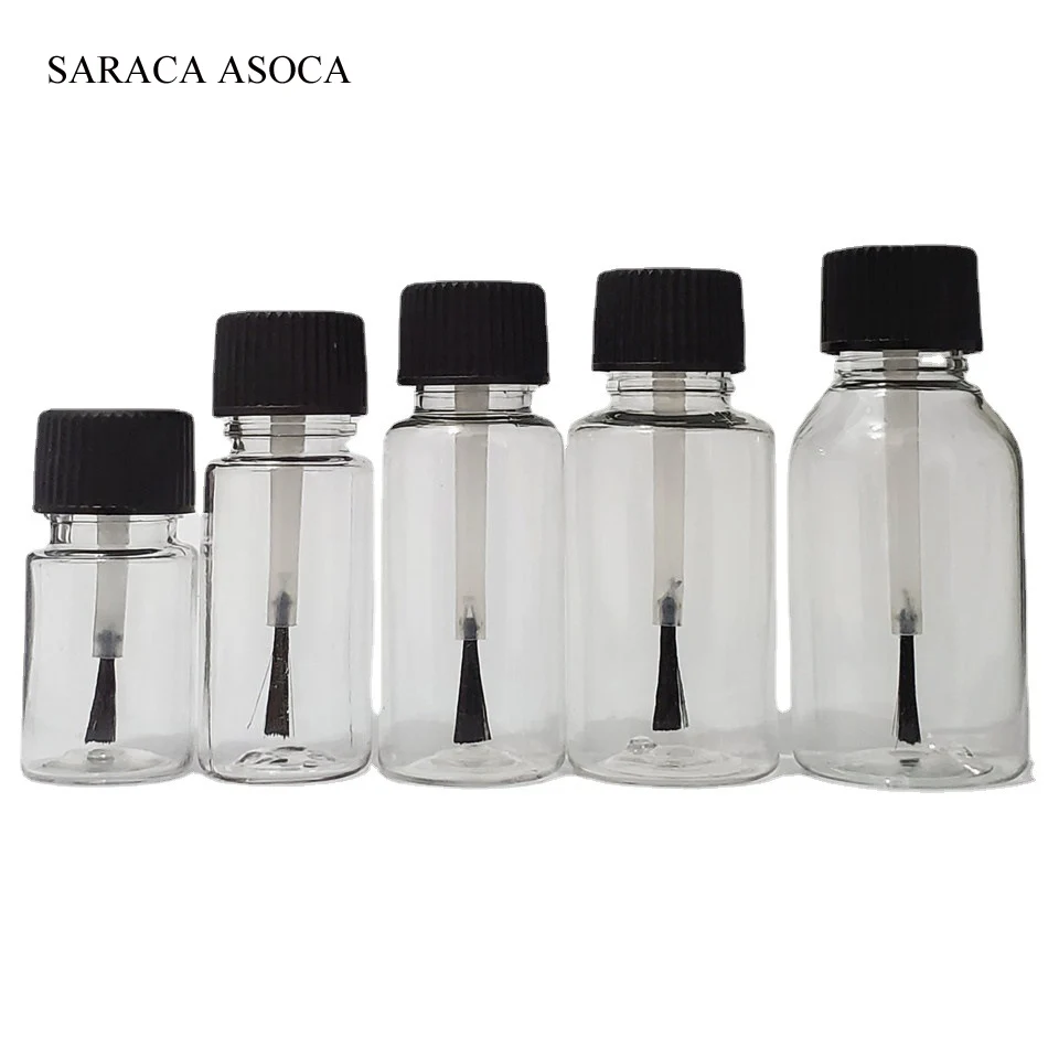 

5ml10ml Transparent Plastic PET Brush Bottle With Black Cap And White Cap Small Sample Bottle Glue Bottle With Brush