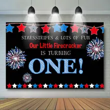Firecracker 1st Birthday Backdrop Fourth of July Patriotic Birthday Backdrop Red, Blue,White Independence Day Background independence day firecracker birthday backdrop 4th of july first birthday party photo background cake table decorations supplies