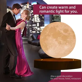 

Night Lights Magnetic Levitating 3D Moon Lamp Wooden Base Night Lamp Floating Romantic Light Home Bedroom для дома светильник