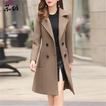 

Slim Long Blend Outerwear 2019 New Women Overcoat Wool Coat High Quality Autumn Winter Jacket Clothes Elegant Blend