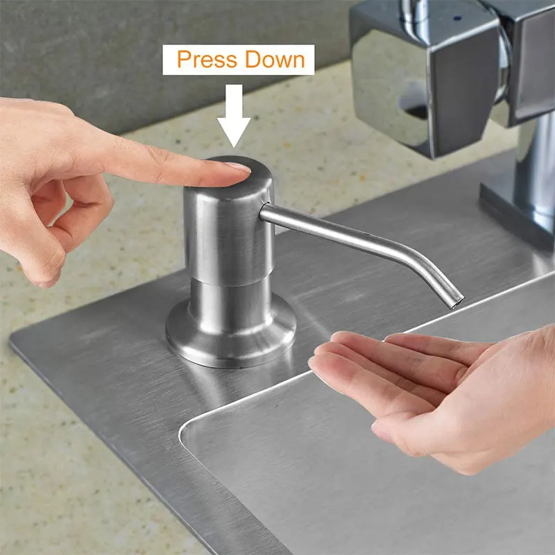 Soap Dispenser for Kitchen Sink Tube Kit, Stainless Steel Hand Soap Dispenser, 47" Tube Connects Directly to Bottle