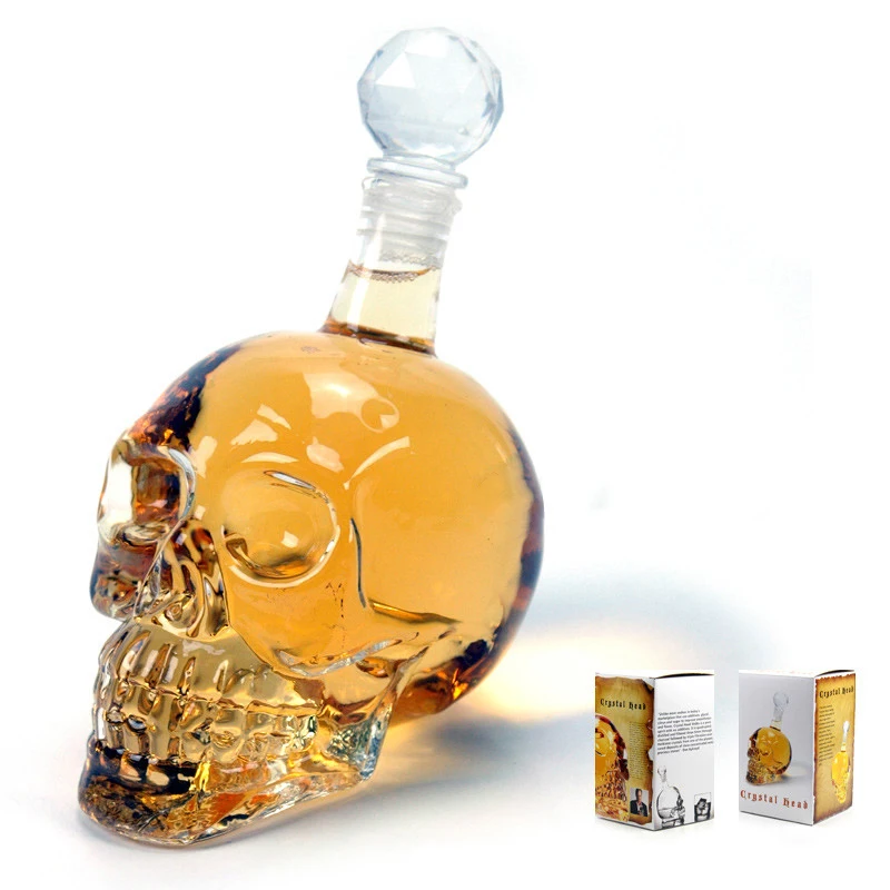 

4 Size Crystal Skull Whiskey Vodka Wine Decanter Beer/Brandy Storage Glass Bottle Carafe Cup Flask Bar Home Alcohol Glass Vessel