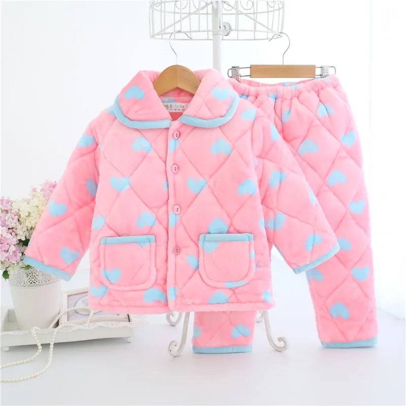 Winter Kids boy girl Pajamas sets Children thickening Velvet flannel home clothing nightwear winter clothes teenager pajamas set - Цвет: D