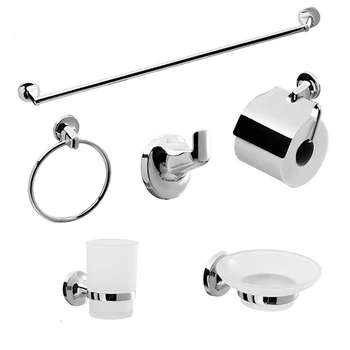 

6-piece Bathroom Hardware Set Stainless Steel Toilet Roll Paper Holder Wall Soap Dish Hand Towel Holderchrome Silver Robe Hook