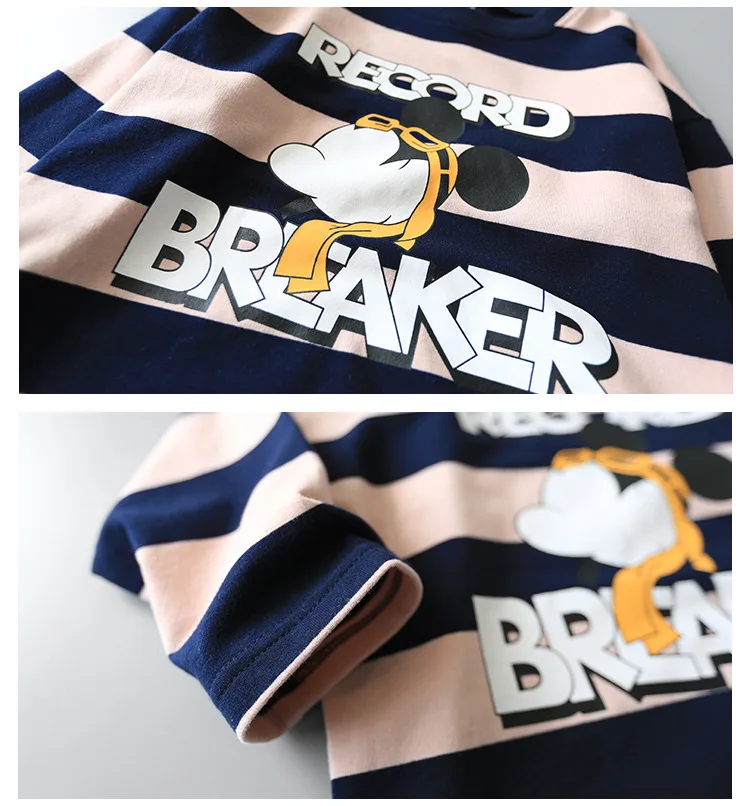Mickey T-shirt Baby Girl Clothes Autumn New Fashion Long Sleeve Tees Tops Kids Clothes Children Catoon Mickey Striped Girl Tops