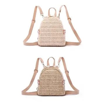 

Women's Straw Backpack Casual Travel Daypack School Shoulder Bag Summer Beach Handbag