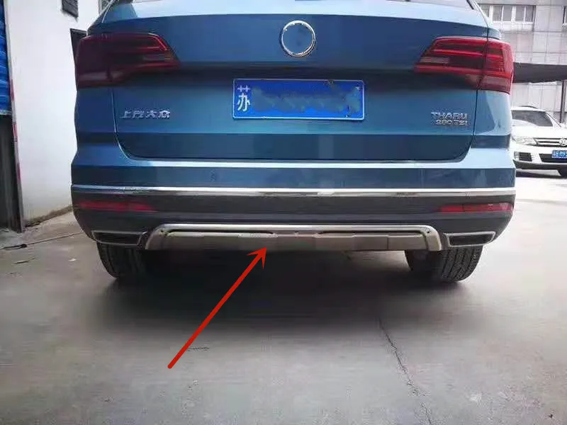 Автостайлинг из нержавеющей стали для Volkswagen Tharu, металлический передний+ задний бампер, Нижняя защита, аксессуары - Цвет: rear