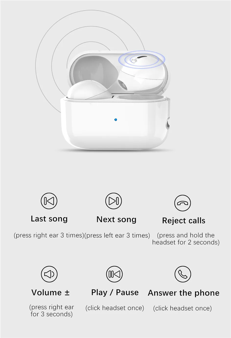 com microfone bluetooth 5.0 toque metade na