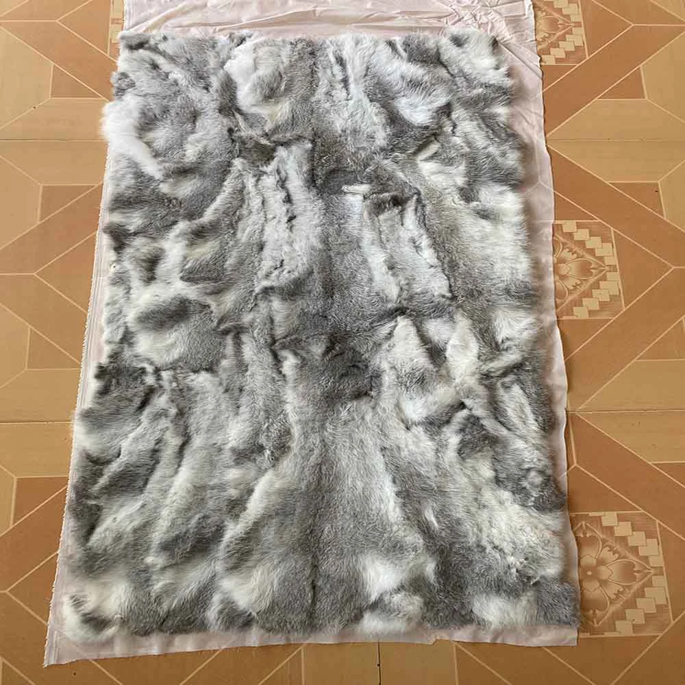 High Quality Patchwork Rabbit Fur Plate Rabbit Skin Rug Throw Fur
