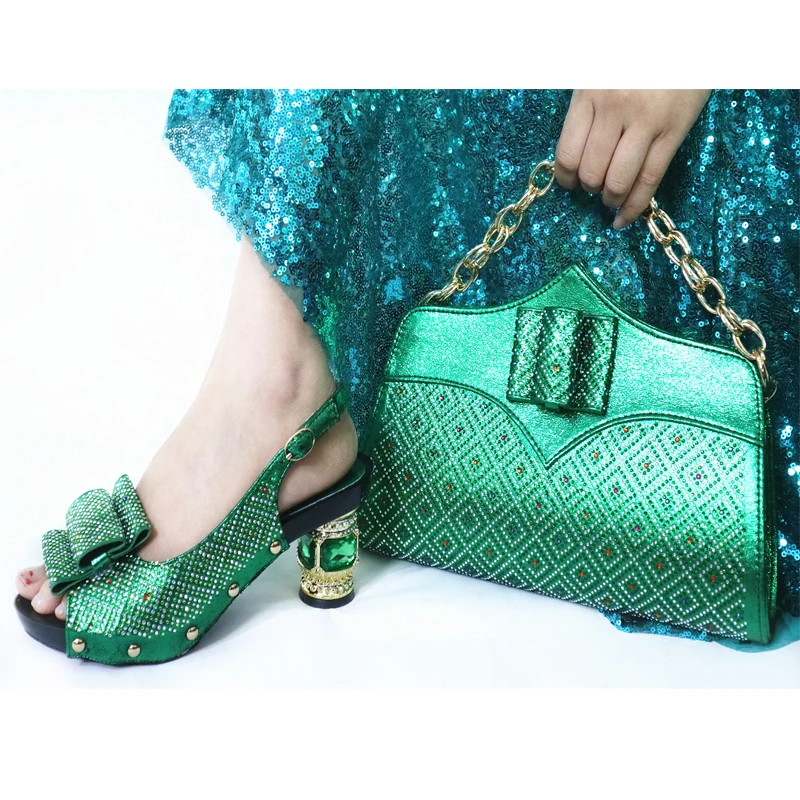 Лидер продаж; элегантные Итальянские женские Стразы туфли в комплекте с набором подходящих сумок в африканском стиле; женские туфли-лодочки в комплекте с набором подходящих сумок для Свадебная вечеринка