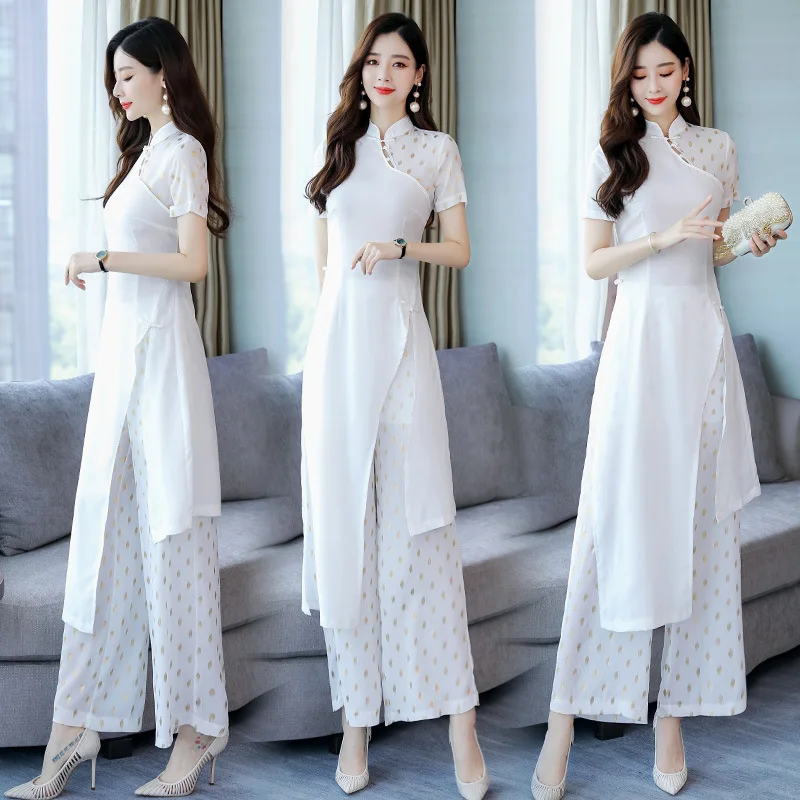 

Set/Suit Skirt 2019 Summer Crew Neck Short Sleeve Printed Korean-style Elegant Fashion