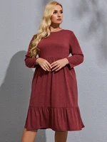 Fall Plus Size woclothing Long sleeve Casual dress fashion ladies Loose dress