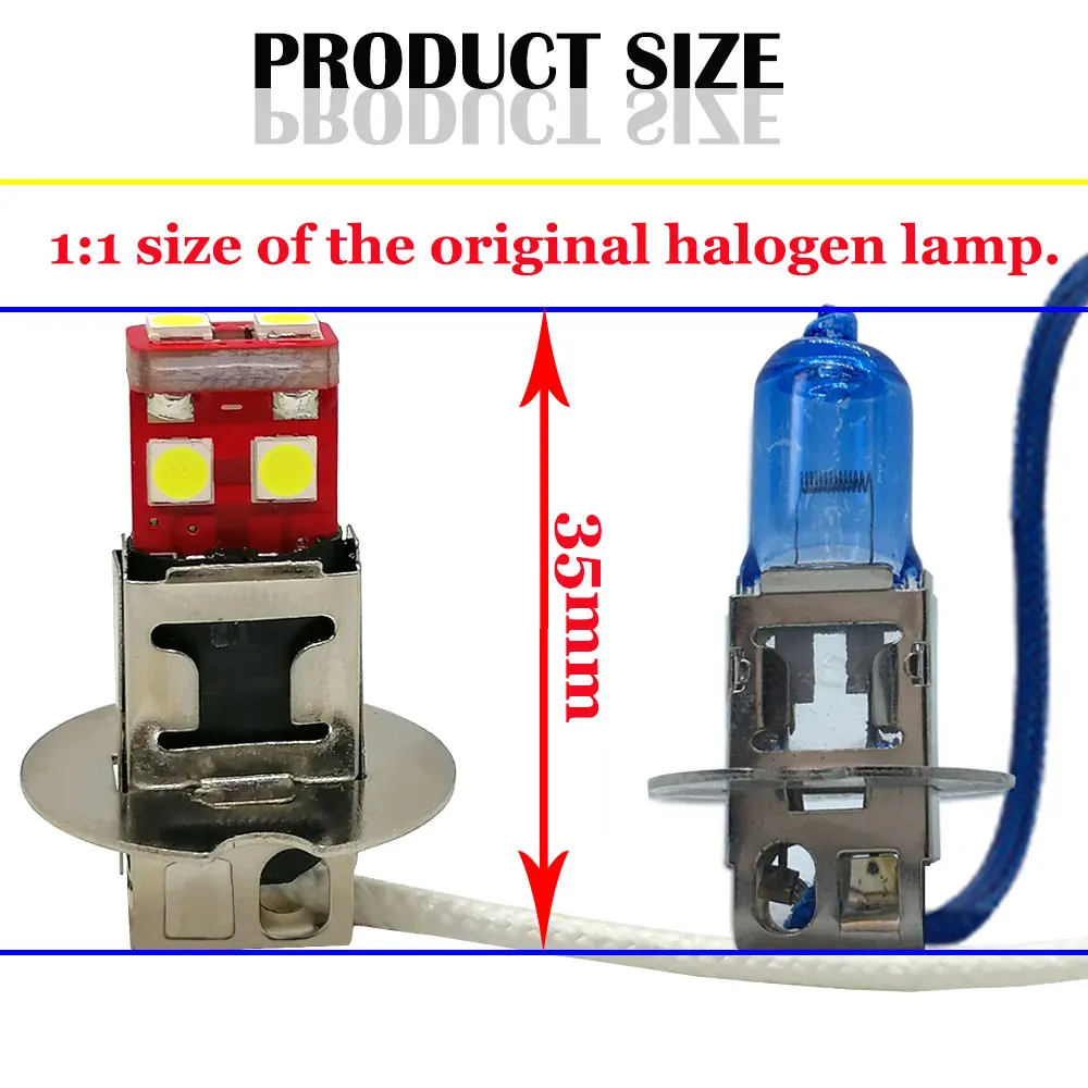 2PCS H3 6SMD 3030 ڵ  Ȱ ڵ H1 Led      ȭƮ