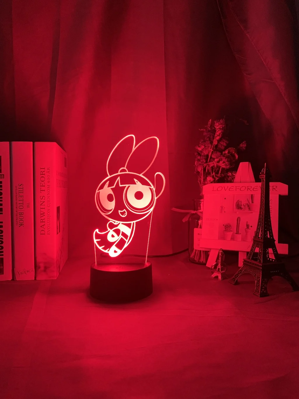 Детский ночной Светильник Powerpuff для девочек, фигурка цветы, ночной Светильник для детей, для девочек, украшение для спальни, USB Батарея, ночная лампа, прикроватная